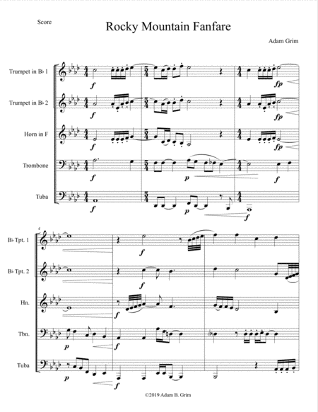 Free Sheet Music Rocky Mountain Fanfare