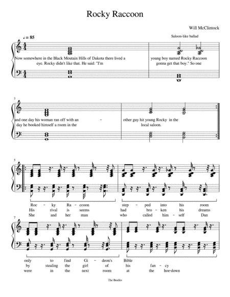 Free Sheet Music Rocky Raccoon