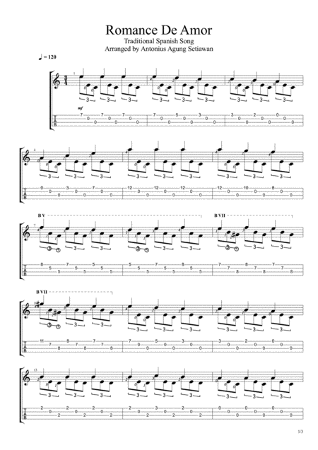 Free Sheet Music Romance De Amor Ukulele Solo