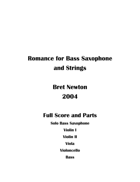 Romance For Bass Saxophone And Strings Sheet Music