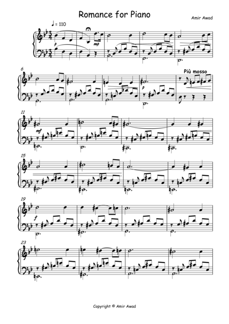 Romance For Solo Piano Sheet Music