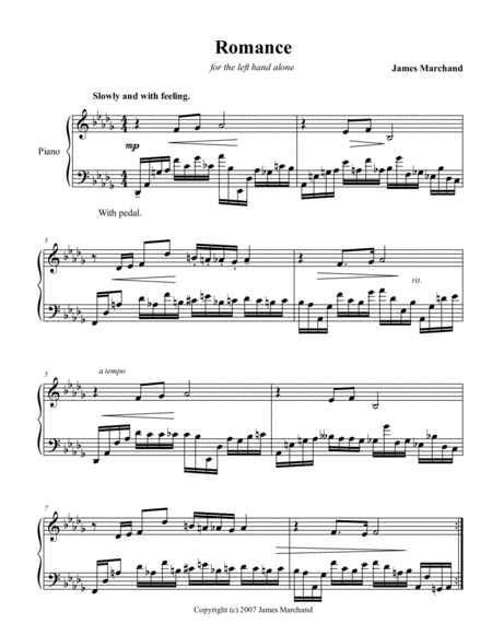 Romance For The Left Hand Alone Sheet Music