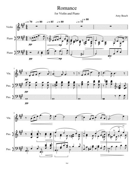 Free Sheet Music Romance For Violin Piano Op 23 Amy Beach