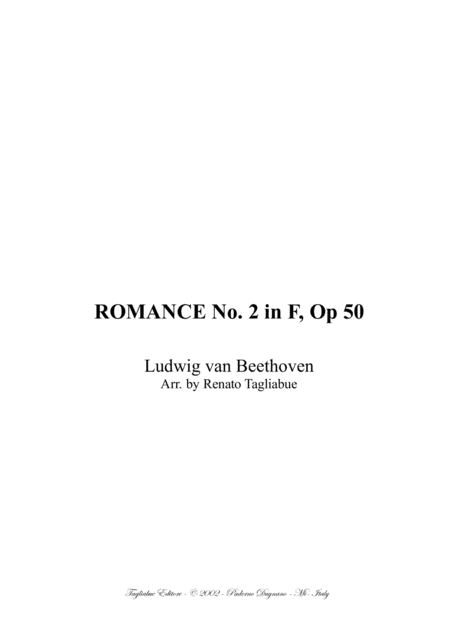 Free Sheet Music Romance No 2 Op 50 Beethoven For Full Orchestra With Parts