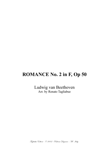 Free Sheet Music Romance No 2 Op 50 Beethoven Only Score Without Parts