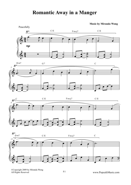 Romantic Away In A Manger Lovely Piano Version Sheet Music