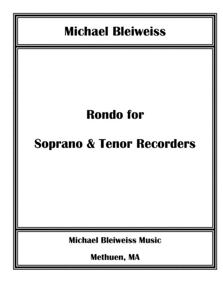 Rondo For Soprano And Tenor Recorders Sheet Music