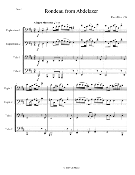 Rondo From Abdelazer For Tuba Quartet Sheet Music