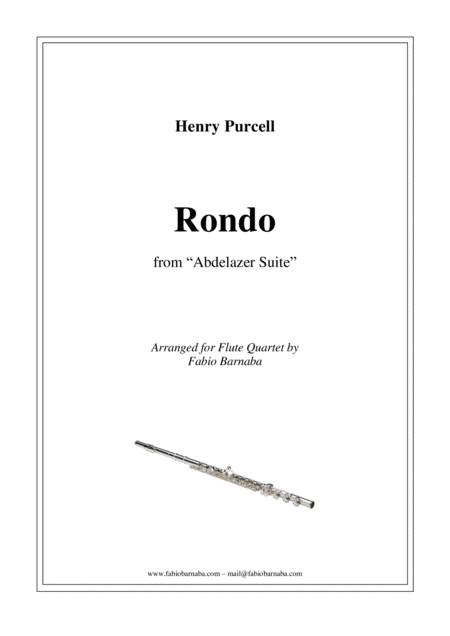 Rondo From Purcells Abdelazer Suite For Flute Quartet Or Flute Choir Sheet Music