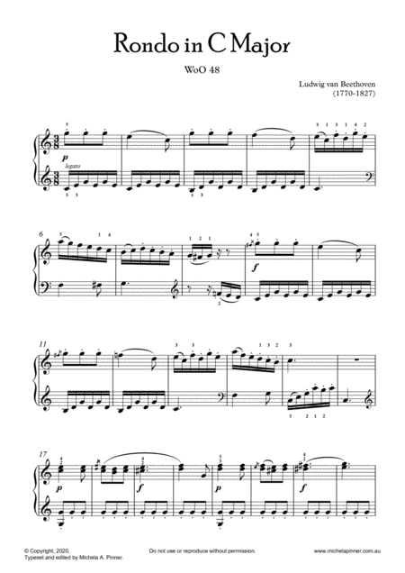 Rondo In C Major Woo48 Beethoven Sheet Music