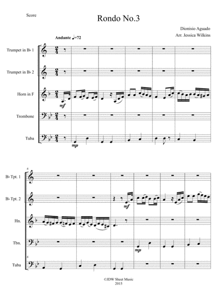 Rondo No 3 For Brass Quintet Sheet Music