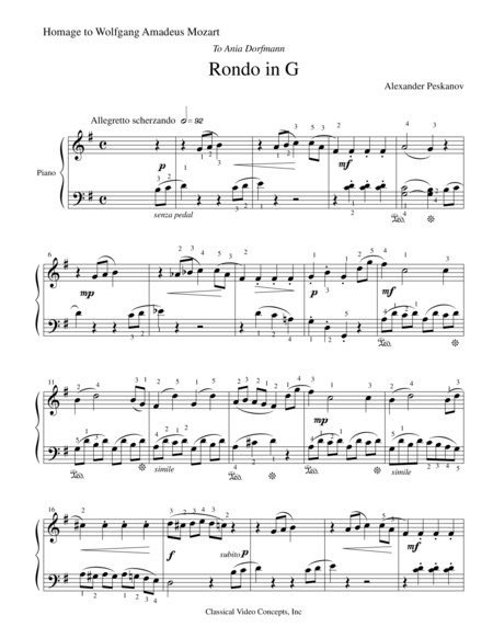 Rondo Tribute To Mozart Sheet Music