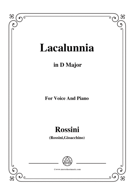 Rossini La Calunnia In D Major For Voice And Piano Sheet Music