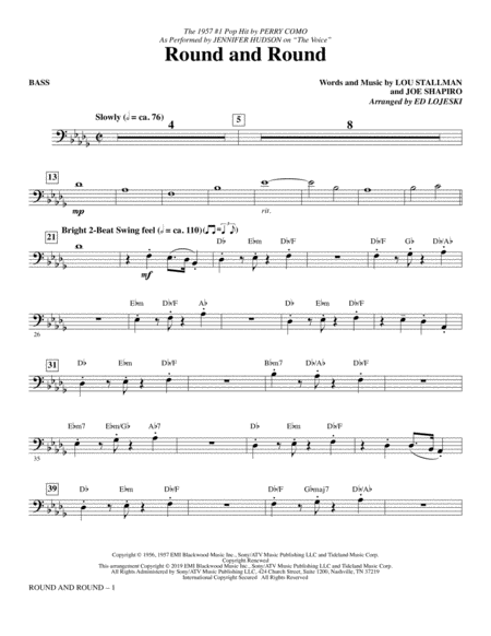 Round And Round From The Voice Arr Ed Lojeski Bass Sheet Music