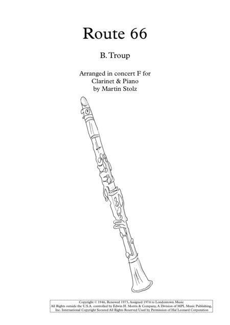 Route 66 Arranged For Clarinet And Piano Sheet Music