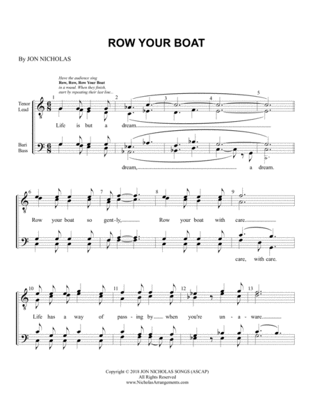 Free Sheet Music Row Your Boat