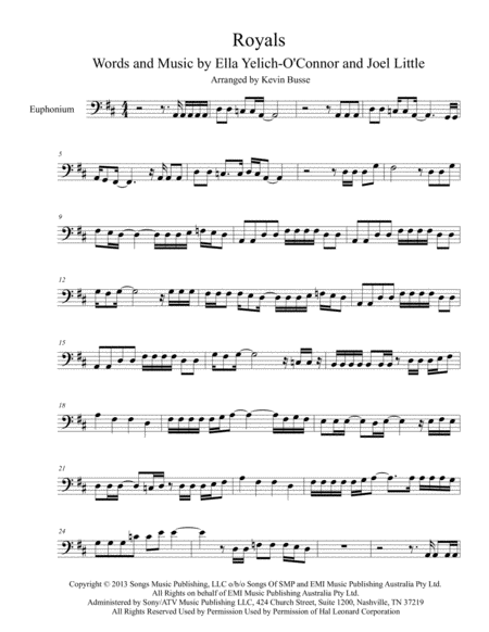 Royals Euphonium Sheet Music