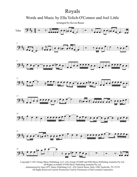 Royals Tuba Sheet Music