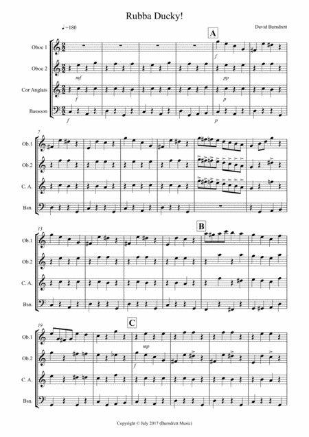 Free Sheet Music Rubba Ducky For Double Reed Quartet
