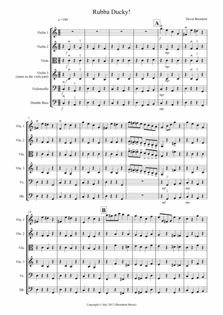 Free Sheet Music Rubba Ducky For String Orchestra