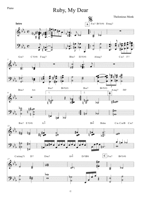 Ruby My Dear Piano Sheet Music