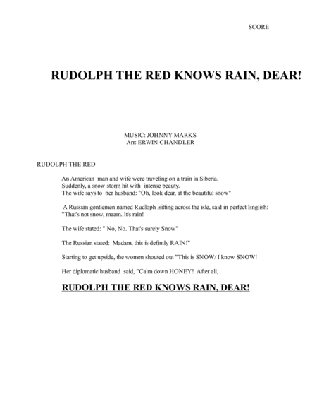 Rudolph The Red Knows Rain Dear Sheet Music