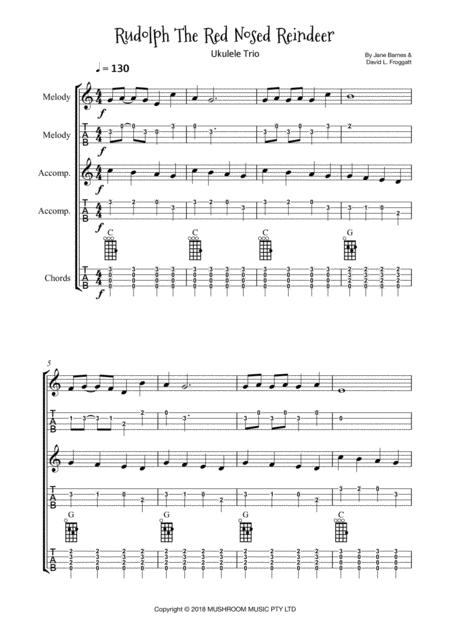 Free Sheet Music Rudolph The Red Nosed Reindeer Ukulele With Accompaniment