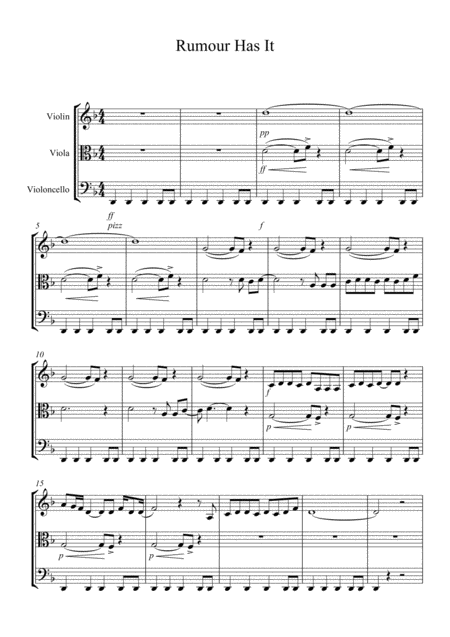 Rumour Has It String Trio Violin Viola Cello Sheet Music