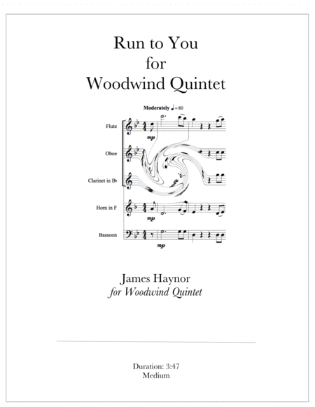 Free Sheet Music Run To You For Woodwind Quintet