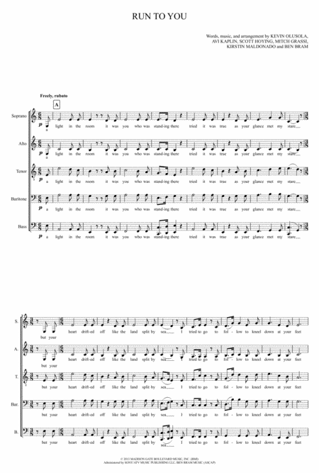 Free Sheet Music Run To You