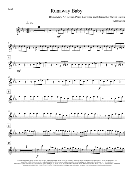 Free Sheet Music Runaway Baby For Steel Band