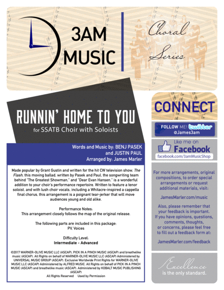 Runnin Home To You Ssaatb Sheet Music