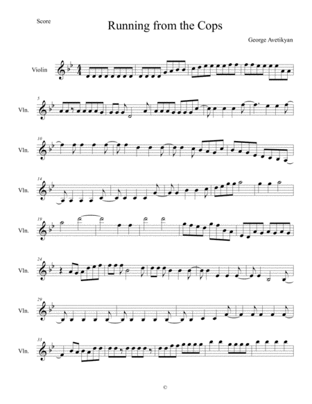 Running From The Cops Sheet Music