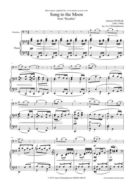 Rusalka Trombone High Range And Piano Sheet Music