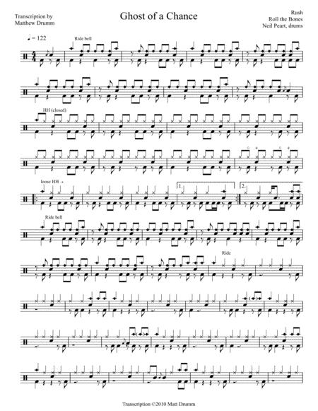 Rush Ghost Of A Chance Sheet Music