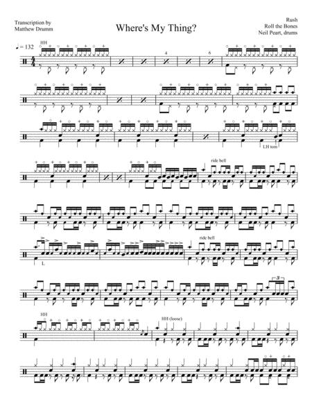 Rush Wheres My Thing Sheet Music