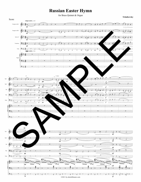 Russian Easter Hymn For Brass Quintet Organ Sheet Music