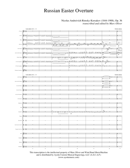 Free Sheet Music Russian Easter Overture Transcribed For Concert Band