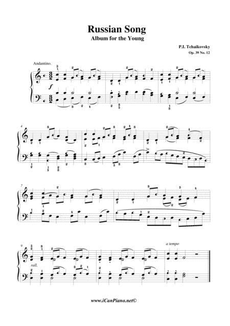Free Sheet Music Russian Song Album Of The Young Op 39 No 12 Icanpiano Style