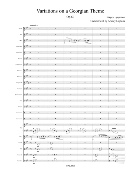 Free Sheet Music S Lyapunov Variations On A Georgian Theme Op 60 Orchestrated By A Leytush