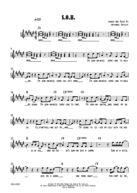 S O B Lead Sheet Sheet Music