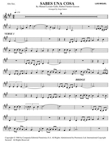 Sabes Una Cosa Alto Sax Sheet Music