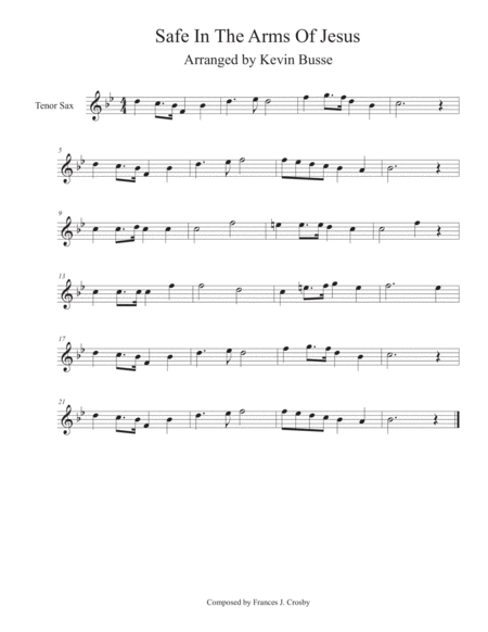 Free Sheet Music Safe In The Arms Of Jesus Tenor Sax