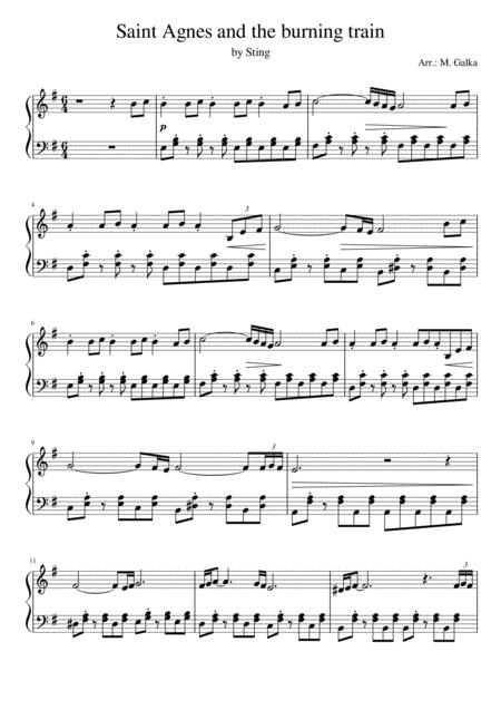 Free Sheet Music Saint Agnes And The Burning Train Piano Solo