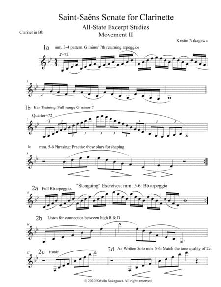 Saint Saens Clarinet Sonata Movement Ii Studies Sheet Music