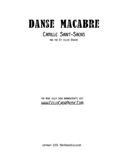 Saint Saens Dance Macabre For Cello Quintet Score And Parts Sheet Music