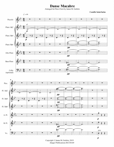 Saint Sans Danse Macabre For Flute Choir Sheet Music