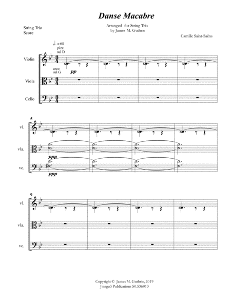 Free Sheet Music Saint Sans Danse Macabre For String Trio