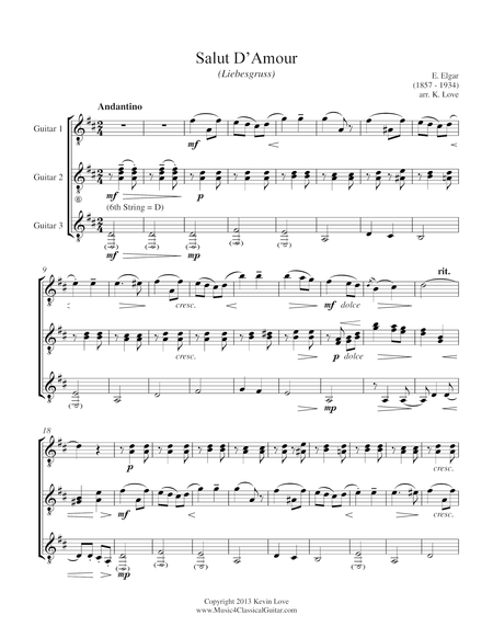 Salut D Amour Guitar Trio Score And Parts Sheet Music