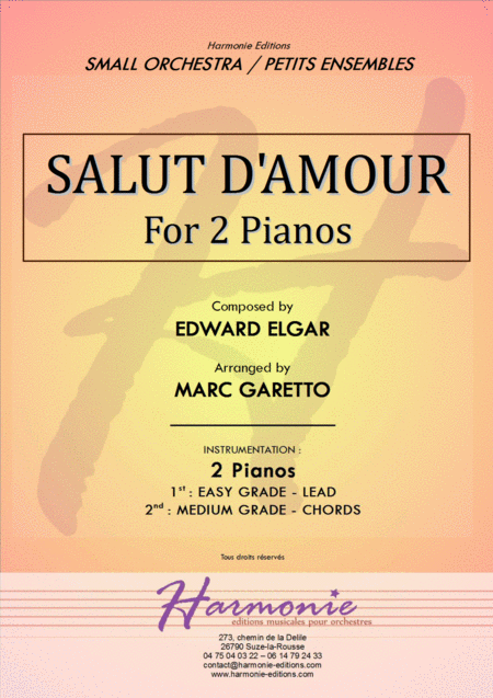 Salut D Amour Liebesgruss Edward Elgar Piano Duet Arrangement By Marc Garetto Sheet Music